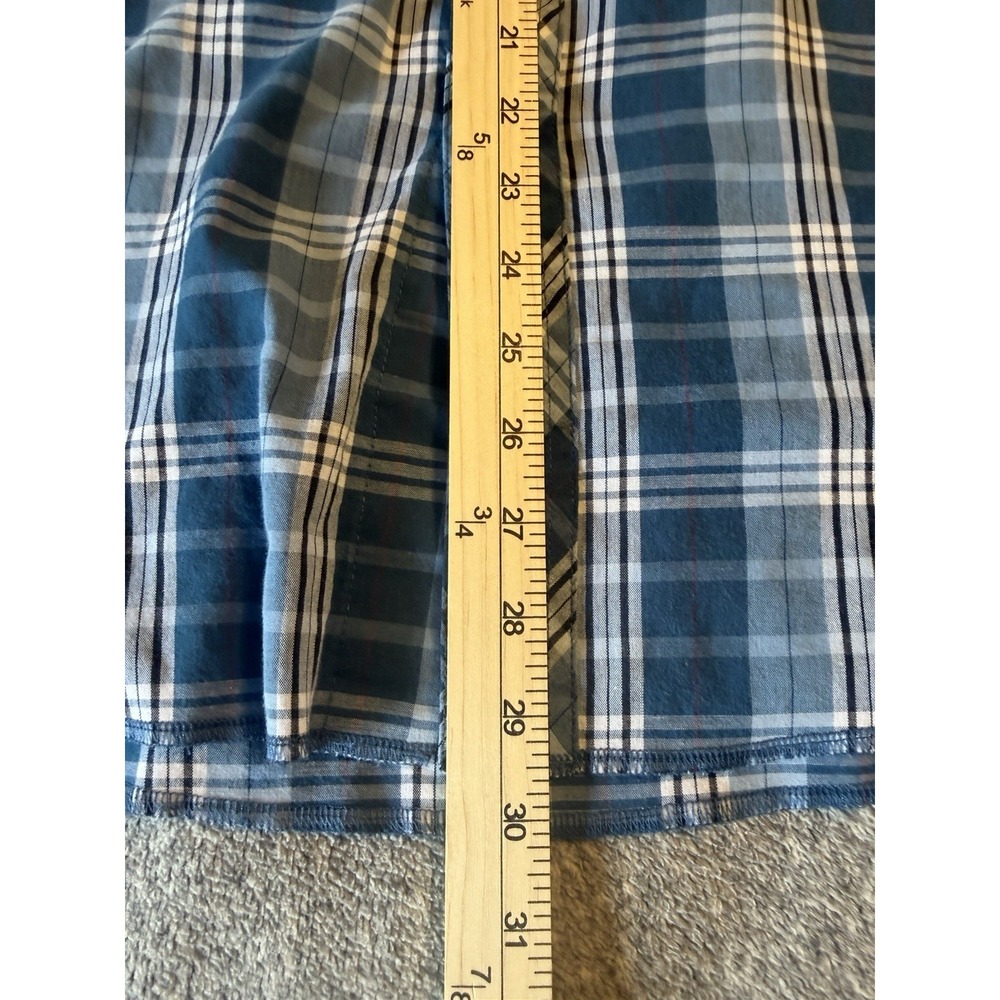 Vntg Wrangler Blue Pearlsnap Plaid Western Long Sleeve Button Up 2xl - Picture 6 of 7